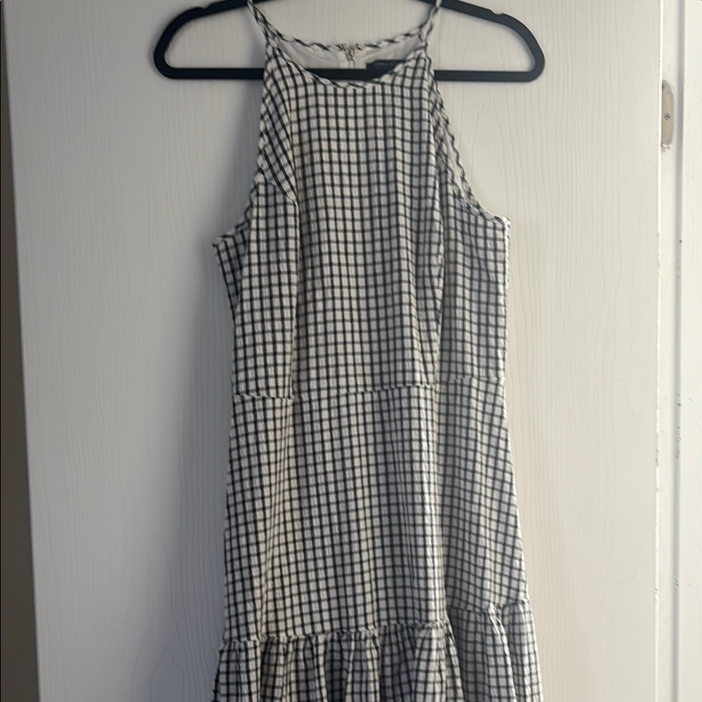 Tommy Hilfiger Black and White Checkered Midi Dress